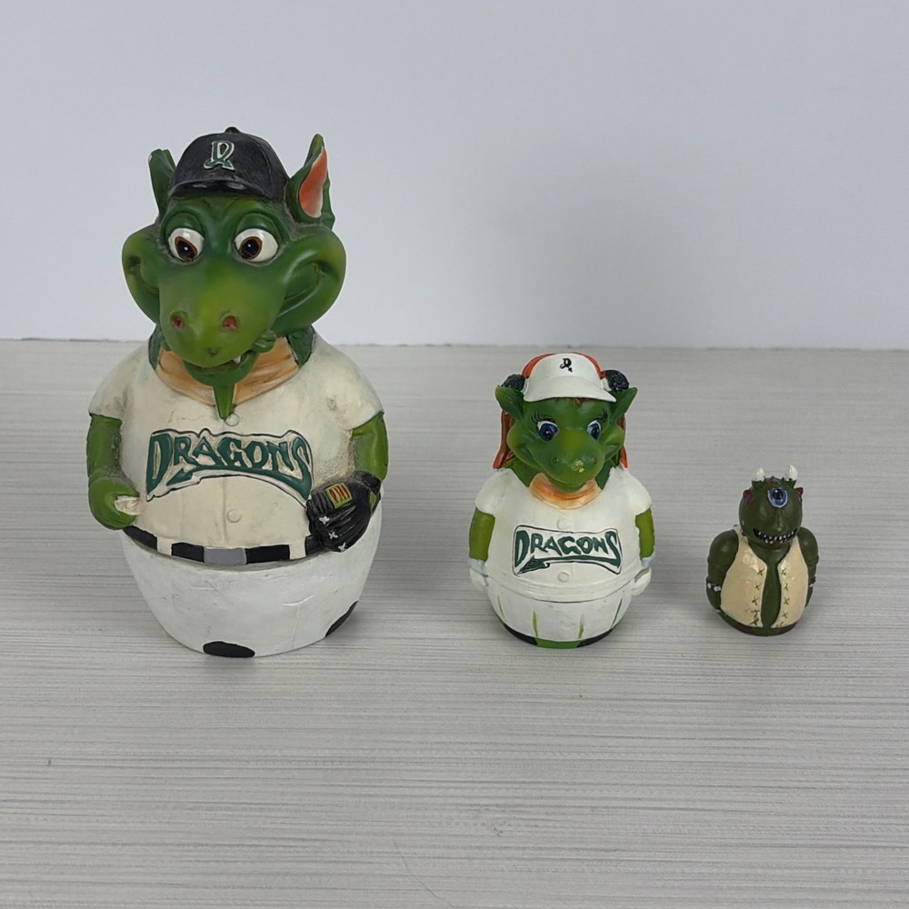 DAYTON DRAGONS Mascot Nesting Doll Heater Gem Wink Set of 3